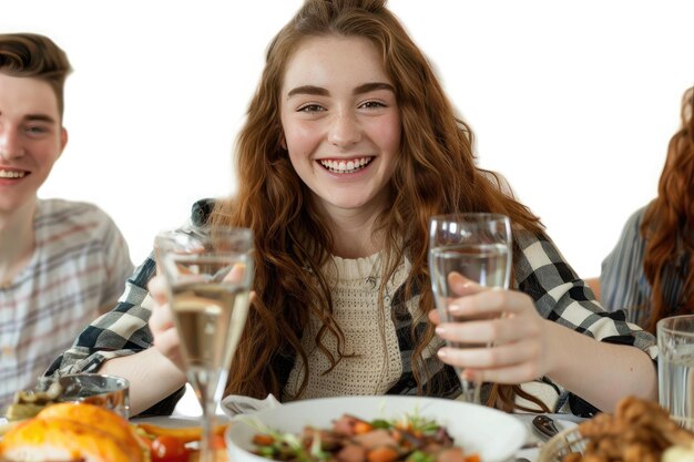 Uśmiechnięte osoby przy stole